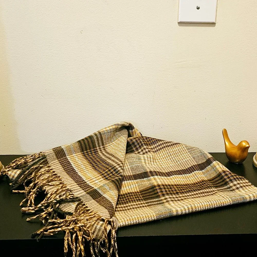 Brown Plaid Unisex Scarf - Picture 1 of 5